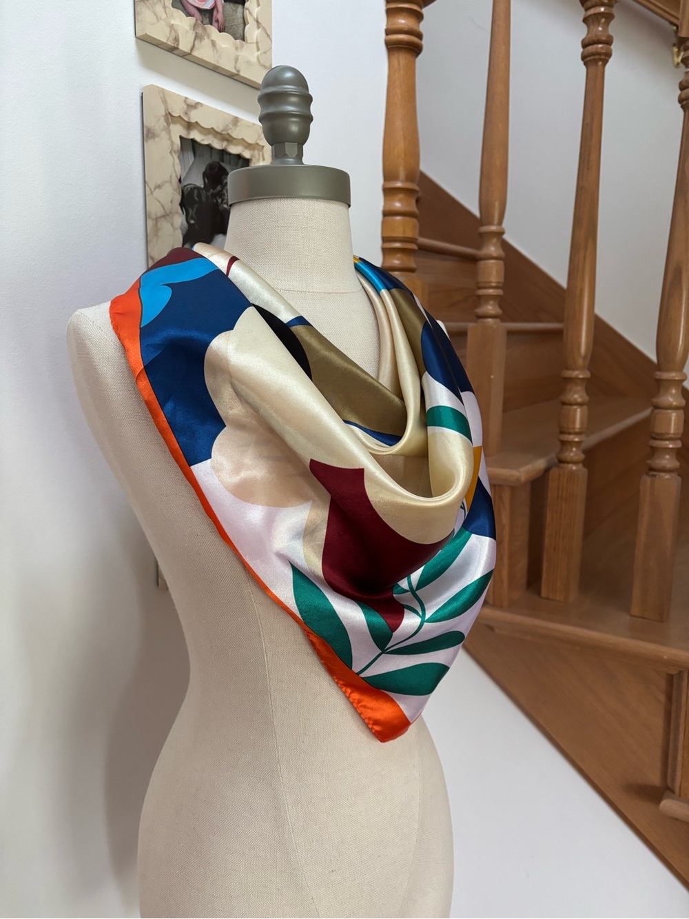 Vintage Style Retro Colorful Satin Scarf